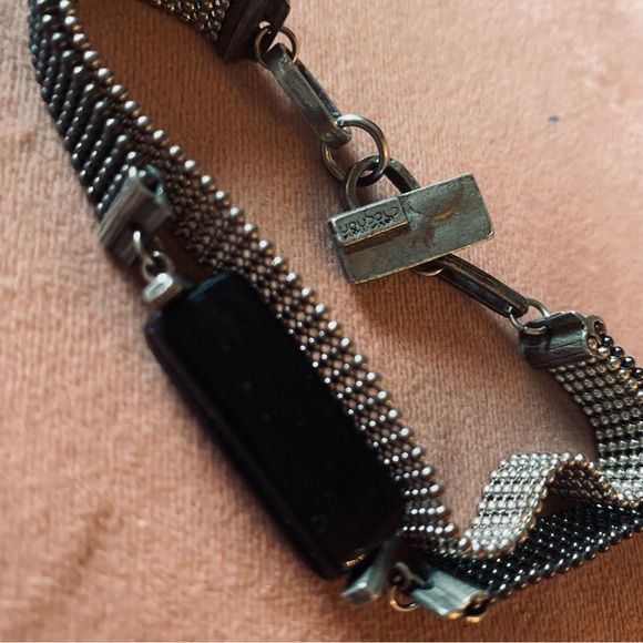 ANNE-MARIE CHAGNON - designer bracelet mixed medium with black glass bead metal - Picture 8 of 11